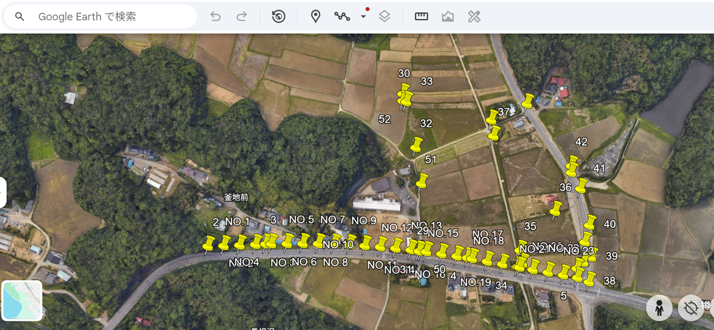 Google earth上で点番が確認できているイメージ画像